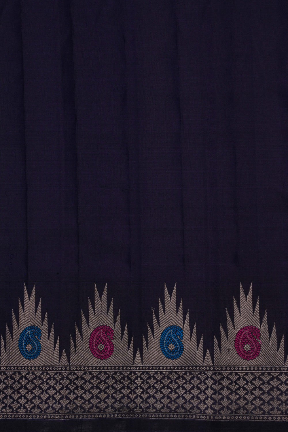 Image of Gadwal Silk Navy Blue Saree